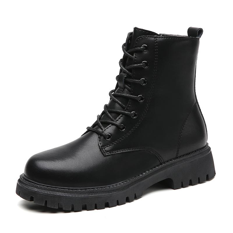 Martin boots British style autumn and winter new short boots thick sole heightened feet small leather boots