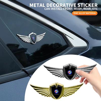 3D Metal Wings Stying Car Trunk Fender Emblem Stickers For Giulia Stelvio Giulietta 156 159 147 Mito Tonale Brera Dis