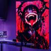 Vampire Girl Abstract Screaming Wall Tapestry  Fierce Fanged Expression Edgy Room Decor for Gothic Horror  Dark Aesthetic Fans