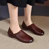 New soft-soled casual shoes retro grandma leather shoes autumn large size flat-soled shallow mouth single shoes lazy shoes