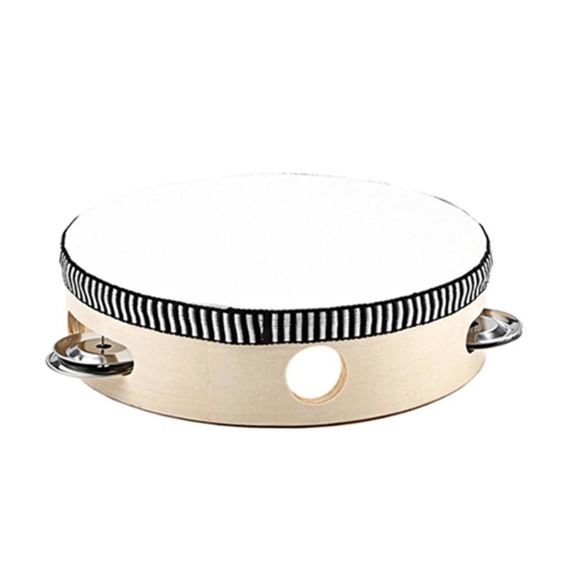 Handheld Tambourine Educational Musical Tambourine Drum for Children and Adults Wooden Tambourine Lightweight Tambourine