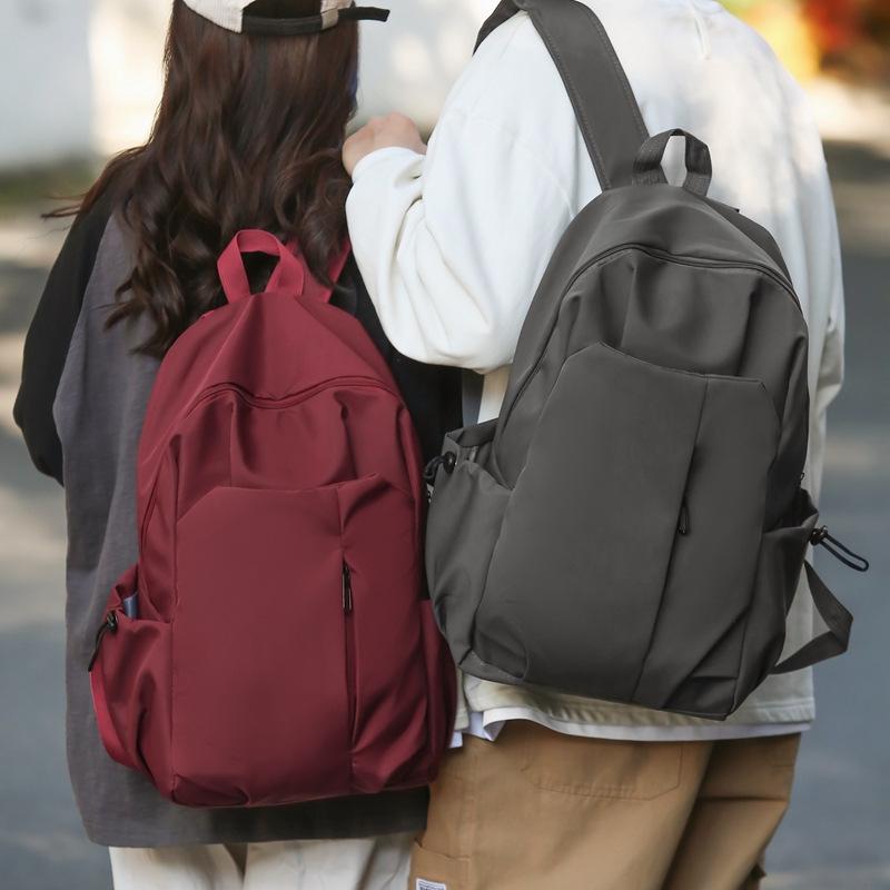 Fashion Trendy Cool Simple Pleated Solid Color Large Capacity Student Schoolbag New Junior High School High School Backpack
