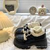 British Style Velvet Loafers Cotton Shoes Women's 2026 Autumn and Winter New Thick-soled Thick Heel Retro Fluffy Mary Jane Small Leather Shoes