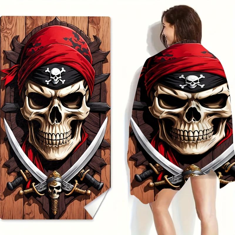 Pirate Skull Sword Quick Dry Beach Towel Single Sided 2DPrint Soft Microfiber Beach Towel Pool Beach Swim Decor Adventurous Gift