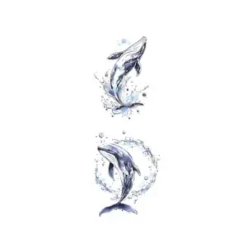 1/2 Sheets Jumping Whale Waterproof Temporary Tattoo Stickers Suitable For Arm And Leg Decoration