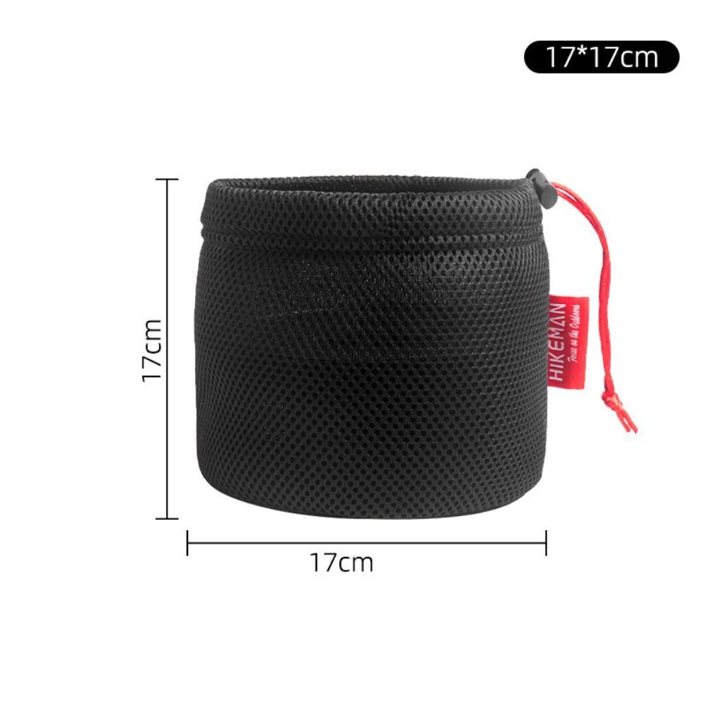 New Mesh Fabric Set Pot Storage Bag Ultra Light Breathable Tableware Bag Portable Drawstring Buckle Mesh Pouch Camping
