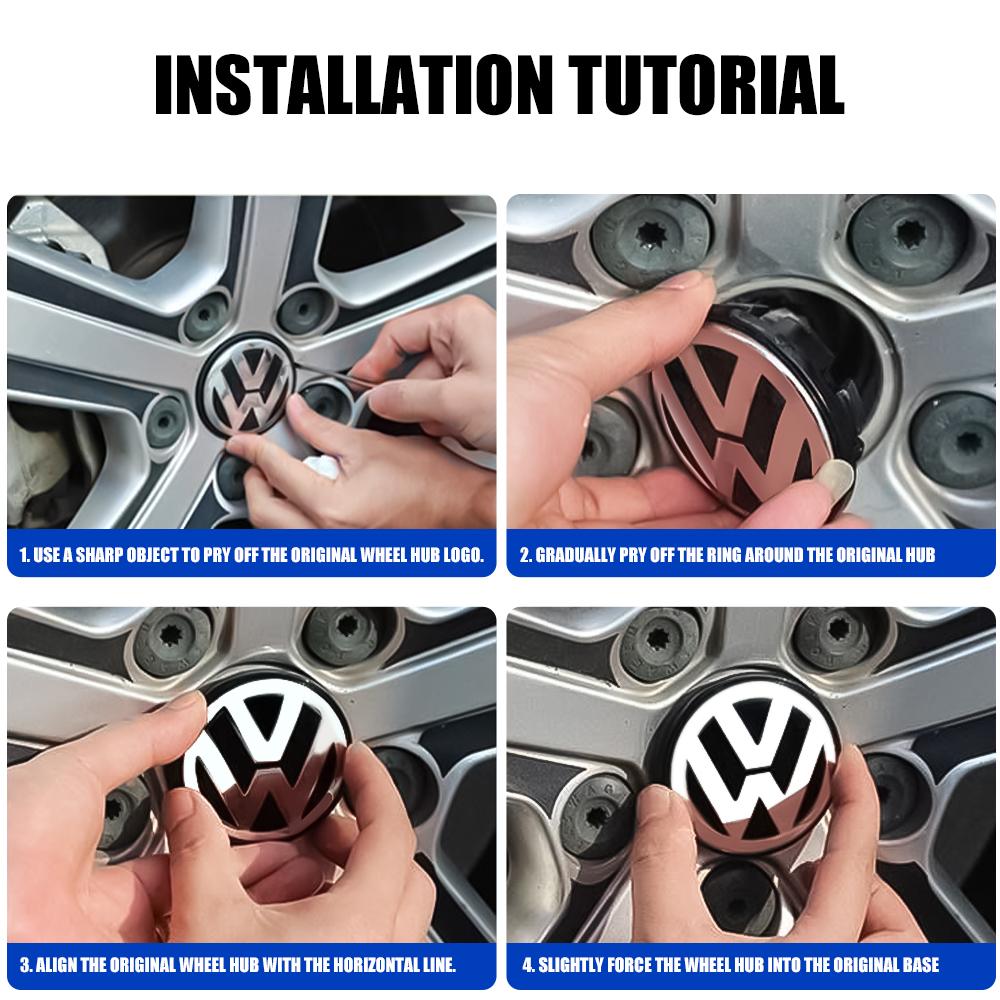 VW 4Pcs 56/65/66mm Car Wheel Center Cap Hub Covers Accessories For Volkswagen VW Tiguan Jetta Mk6 Scirocco Polo Touran Golf GTI R EQ1