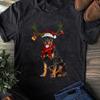 Santa Rottweiler Reindeer Christmas T-Shirt: Funny Dog Lover Gift