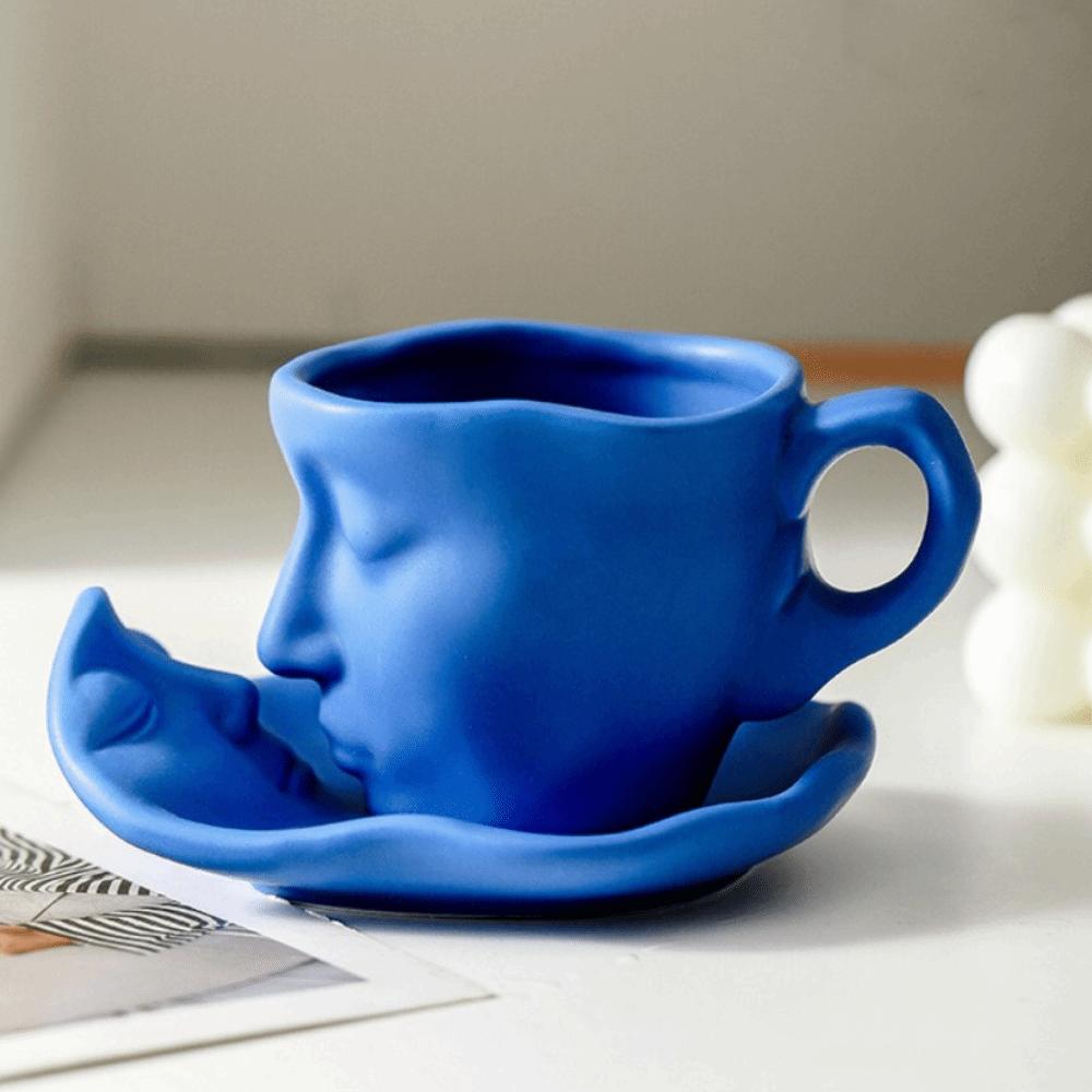 Europeisk Stil Konstnärlig Keramisk Mugg Ansiktsform Kaffekopp Unik TeKopp För Hemmabruk
