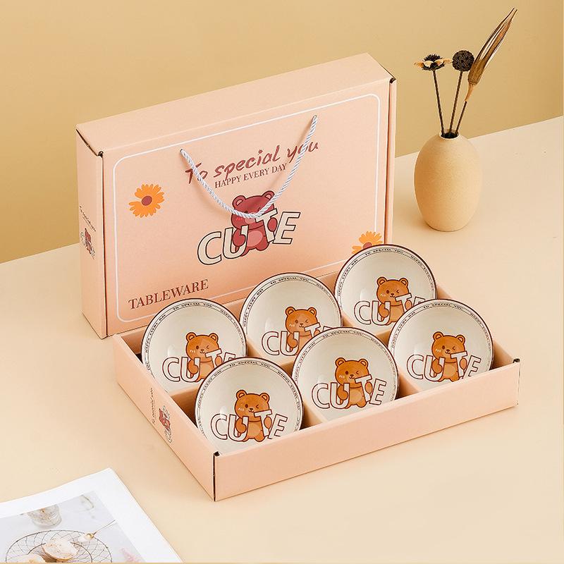 Longnian Ceramics Tableware Bowl Chopsticks Suit Bowl Set Opening Event Gift Gift Small Gift Batch Tableware Set Suit