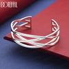 925 Sterling Silver Simple Cross-Hole Braided Bracelet - Stylish Evening Jewelry