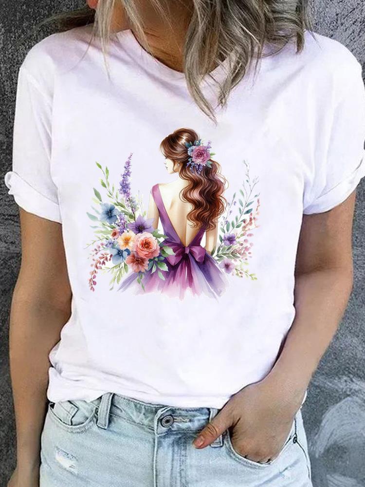 (Asian Size) T Shirt Fashion Sweet Love Trend Cute Female Graphic Casual Short Sleeve T-shirts Tee Women Print Lady Top Clothing