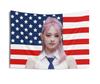 Tzuyu Pink Hair American Flag American Tapestry Aesthetic Wall Hanging Bedroom Dormitory Background Cloth Birthday Gift