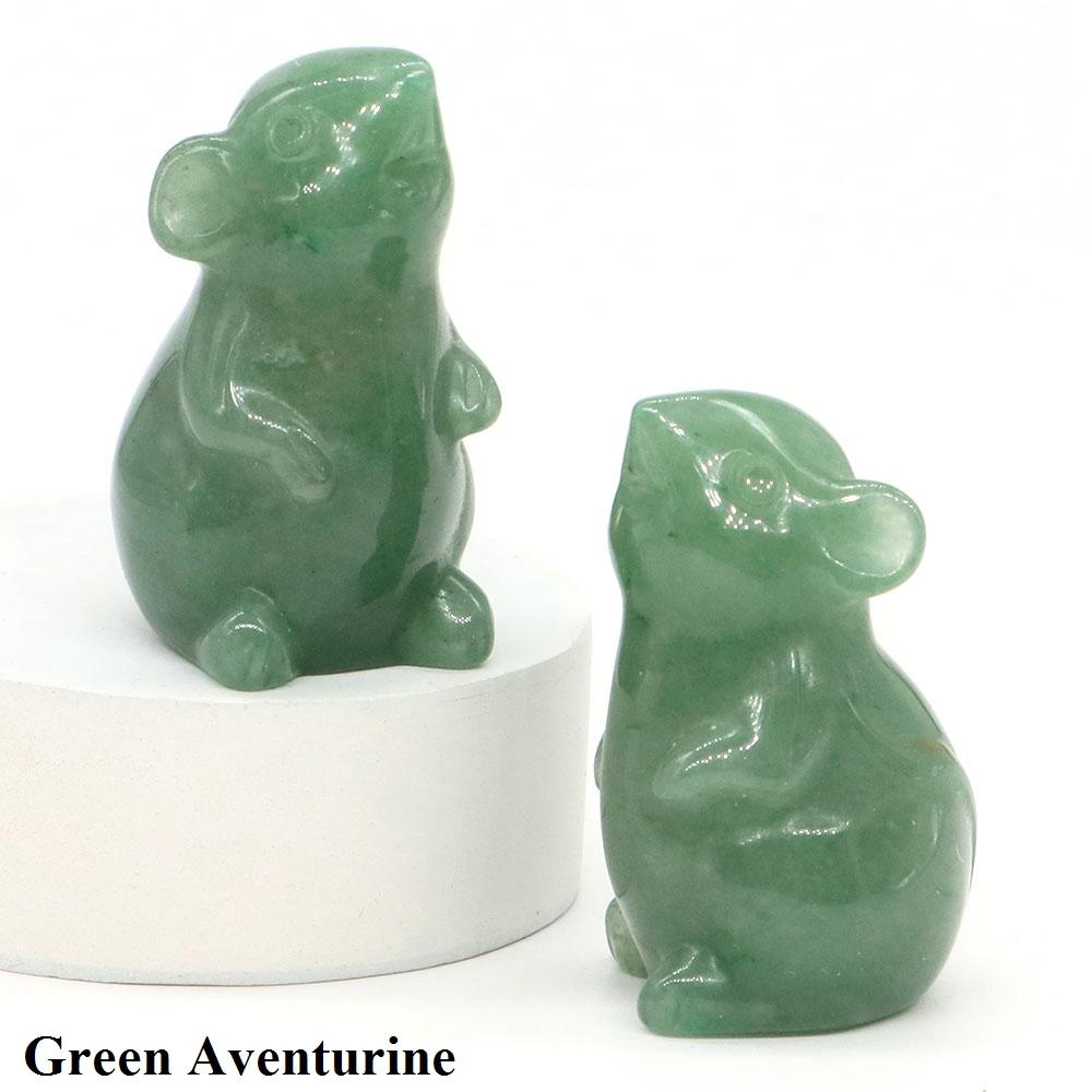 1.5" Mouse Statue Natural Stone Reiki Healing Crystal Rat Animal Figurine Hand Carved Gemstone Crafts Home Room Decoration Gifts