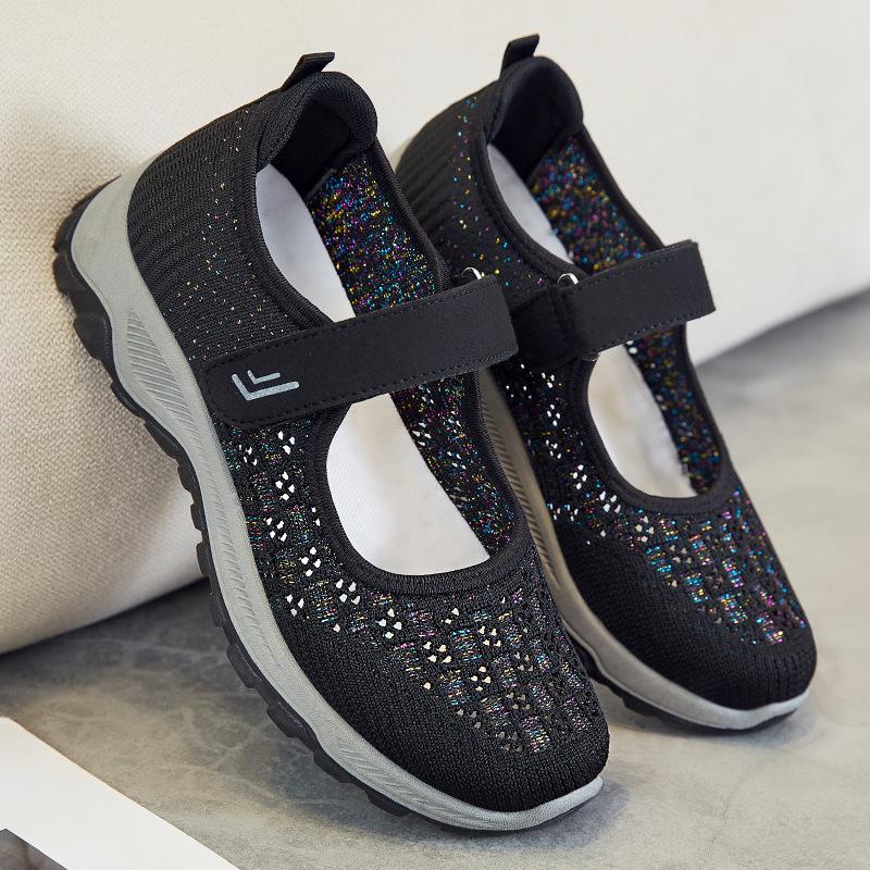 Mom Shoes 2025 Summer New Mesh Shoes Women's Old Beijing Cloth Shoes Middle-aged and Elderly Walking Shoes Soft-soled Elderly Shoes