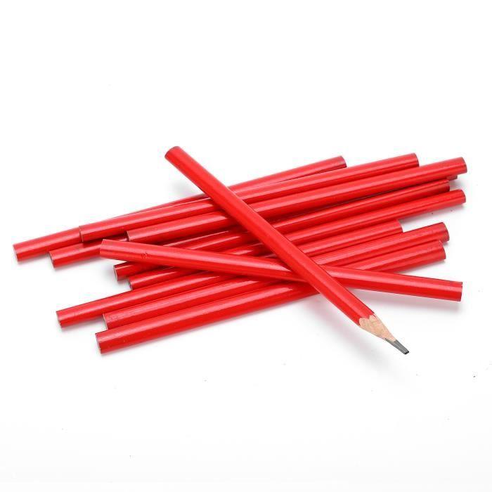 Carpenter's Pencils SHIPENOPHY - 12 Pieces - Double-lead Oval Core - Quality Pine Wood - Red and Black