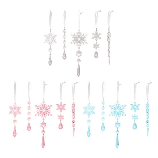 Décorations de Noël en cristal pour l'arbre Décorations flocon de neige et glaçon en acrylique transparent avec pendentifs goutte pour l'hiver