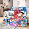 OnePiece Cartoon Print Flannel Blanket for Bedrooms Chairs Picnics Travel Sofas Beds Home Decor Gift