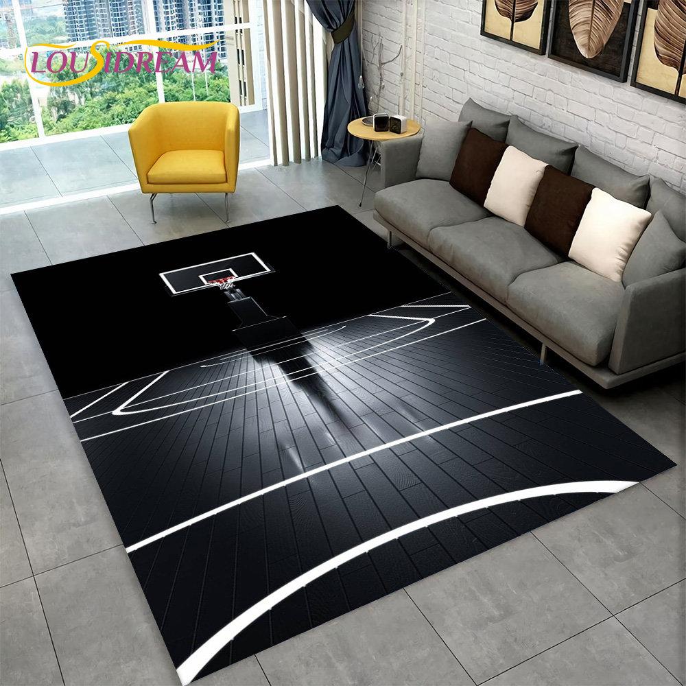 2026 Basketball Cour Cartoon Area Rug Large,Carpet Rug for Living Room Bedroom Sofa Playroom Doormat Decor,Kids Non-slip Floor Mat