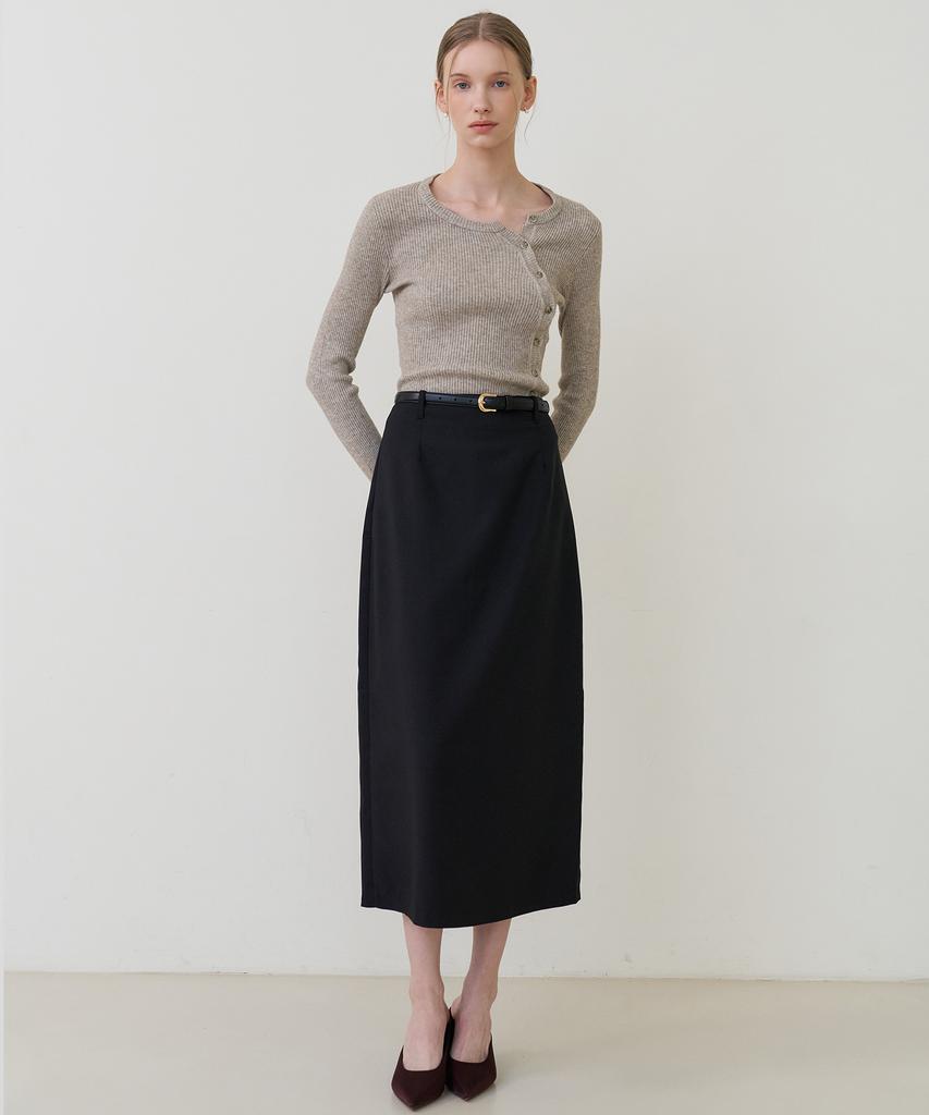 Bye Bye Seop Back Slit Skirt Black [T61]