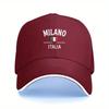 1 Milan Italian Baseball Cap Adjustable Quick Buckle Lightweight NonStretch Fabric Black and White Block Design with