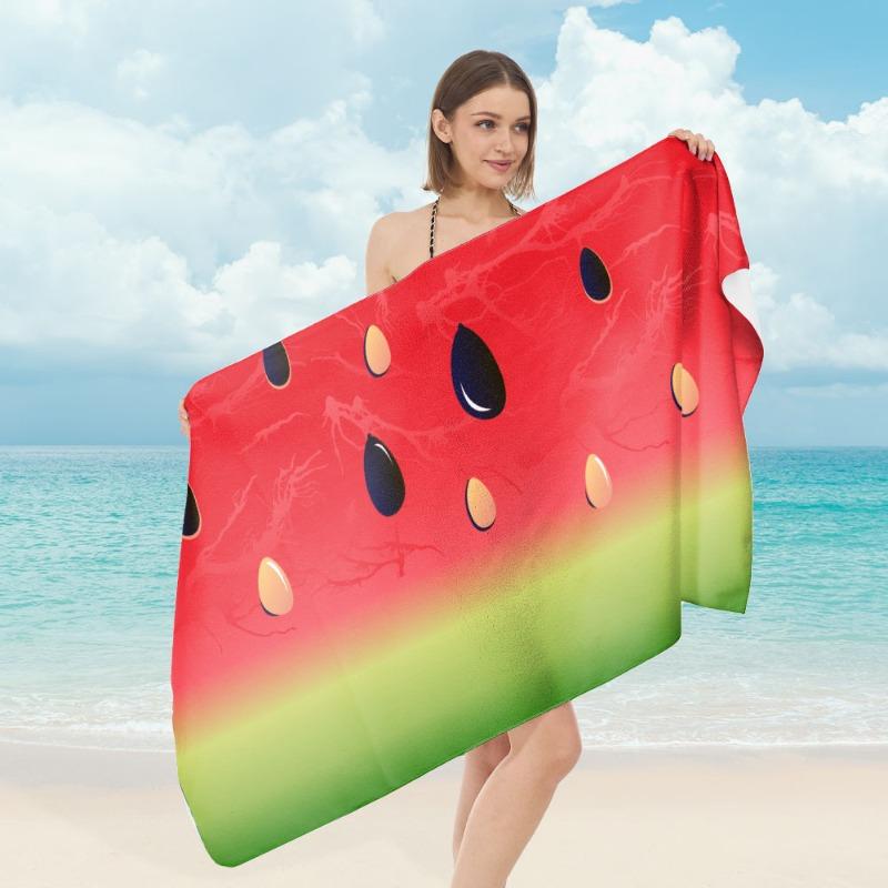 Tropical Pineapple Monstera Leaf Print Beach Towel Green Striped Summer Fruit Pattern Quick Dry Soft Absorbent Towel for Summer
