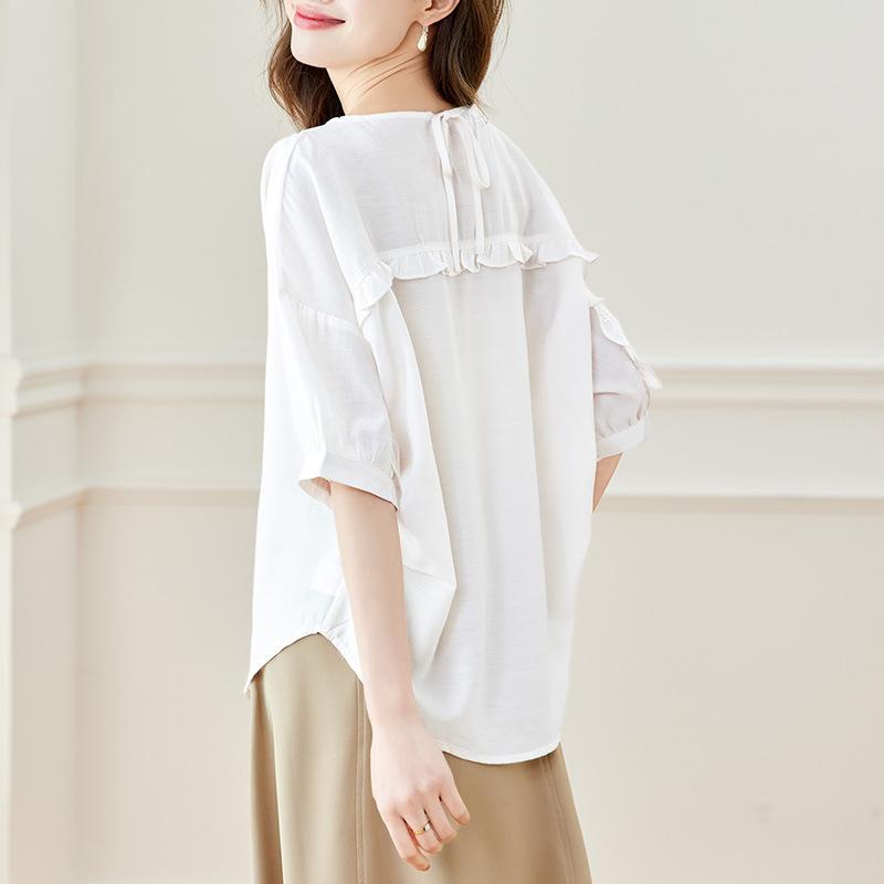 Temperature and Trendyable Five-point Sleeve Top for Women In Summer Updated French Everyday Pullover Top