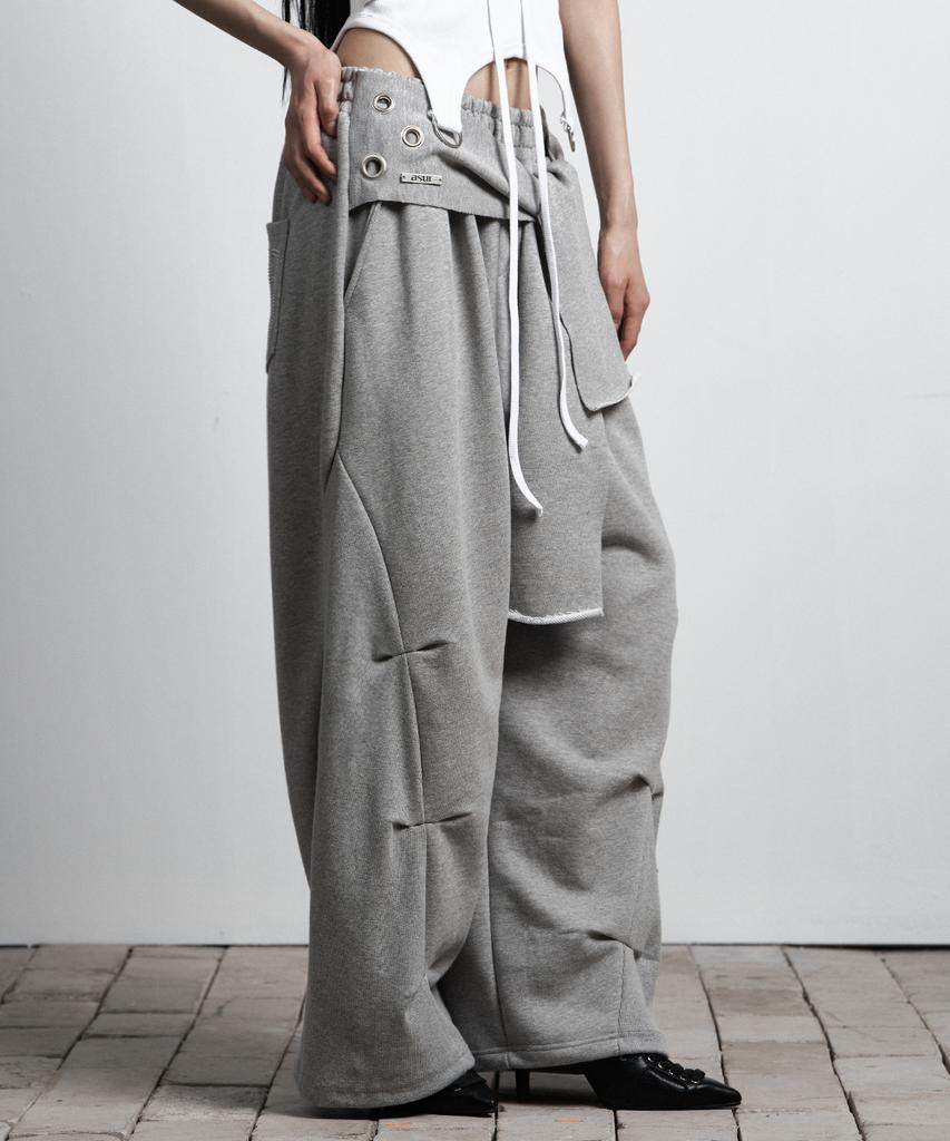 Aejeuyua Tie Belt Sweatpants Melange