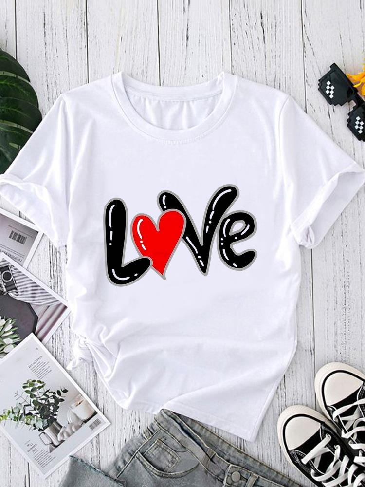 (Asian Size) Sweet Letter Style O-neck Women's Top T Shirt Printed Short Sleeve T-shirts Fashion Female Casual Clothing Graphic Tee