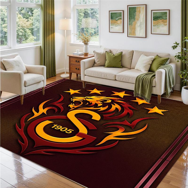 Galatasaray FC Design Crystal Velvet Rug Soft Decorative Mat for Bedroom Entrance