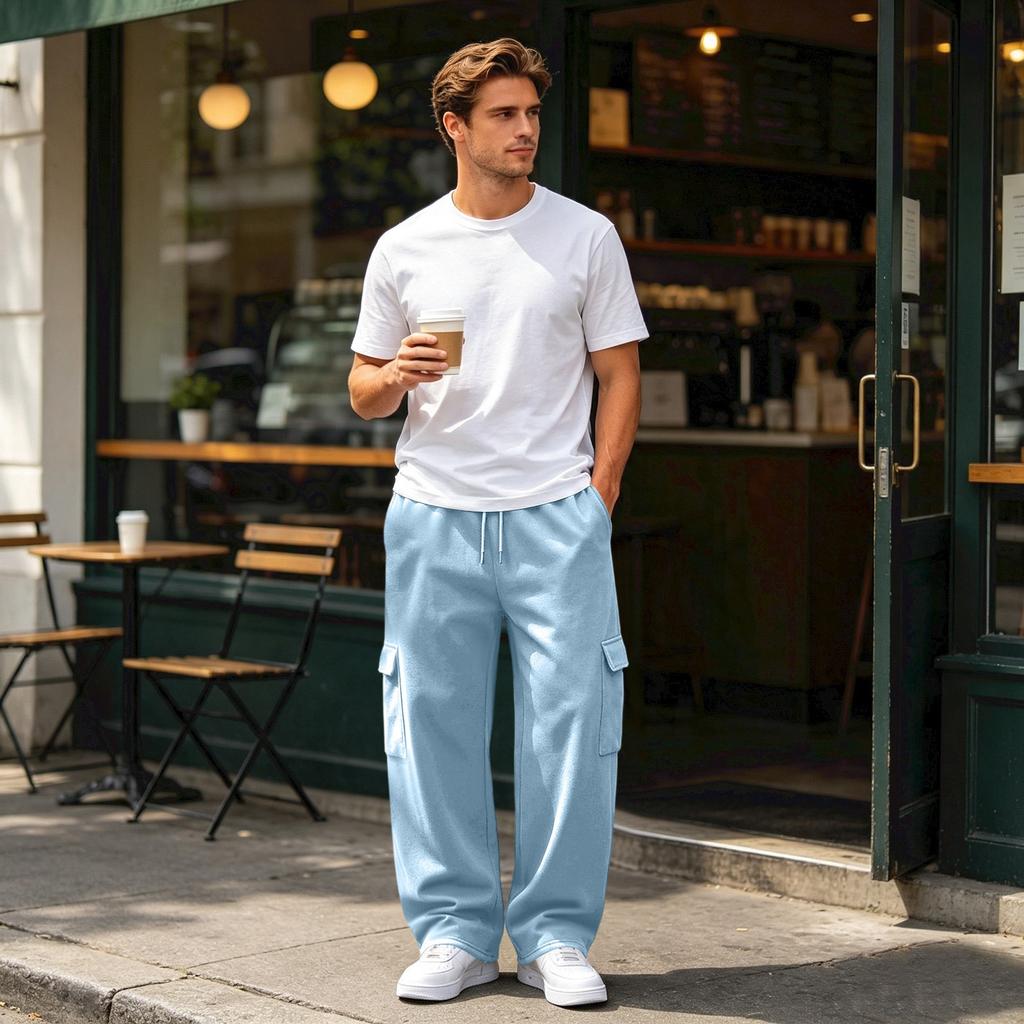 Herren Cargo Jogginghose mit 4 Taschen, Lockerer Schnitt für den täglichen Freizeitlook