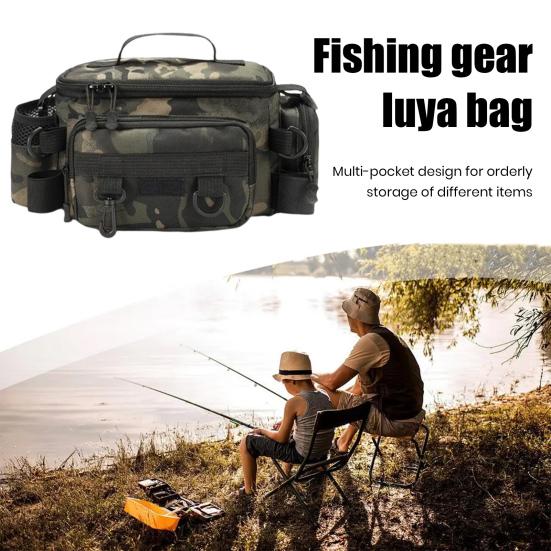 Large Capacity Fishing Gear Bag Waterproof Oxford Cloth Multi-Pocket Multifunction Lure Rod Line Reel Holder Fishing Accessories Shoulder Bag
