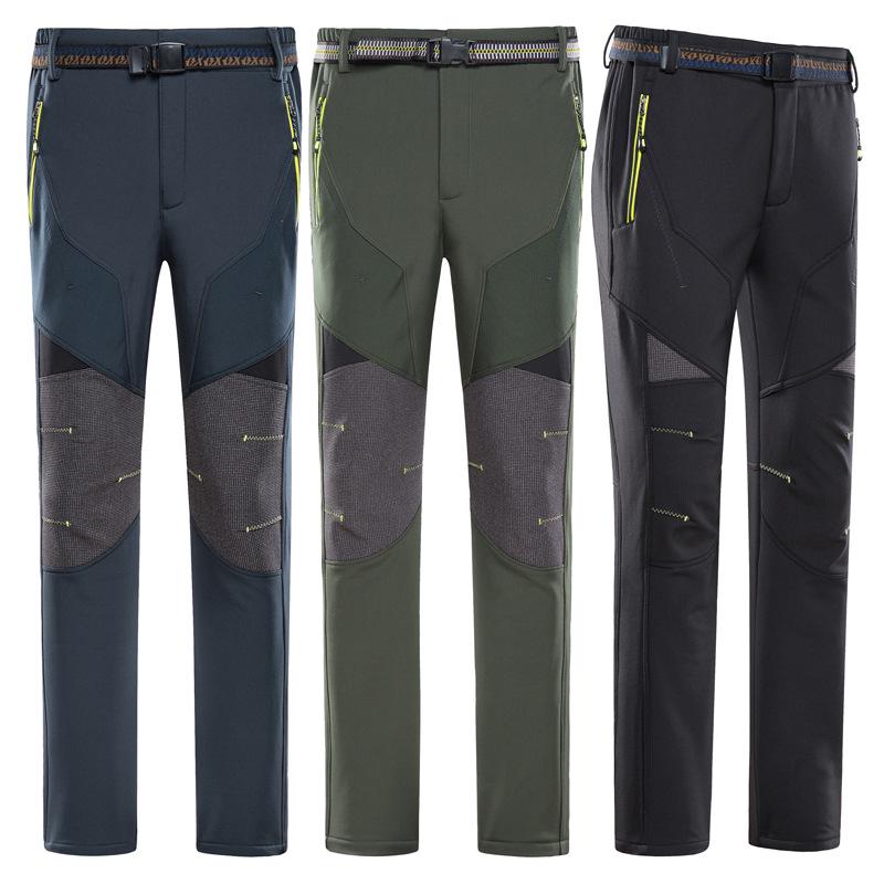 Men's and Women's Plus Size Slim Fit Fleece-Lined Waterproof Windproof Winter Mountaineering Pants