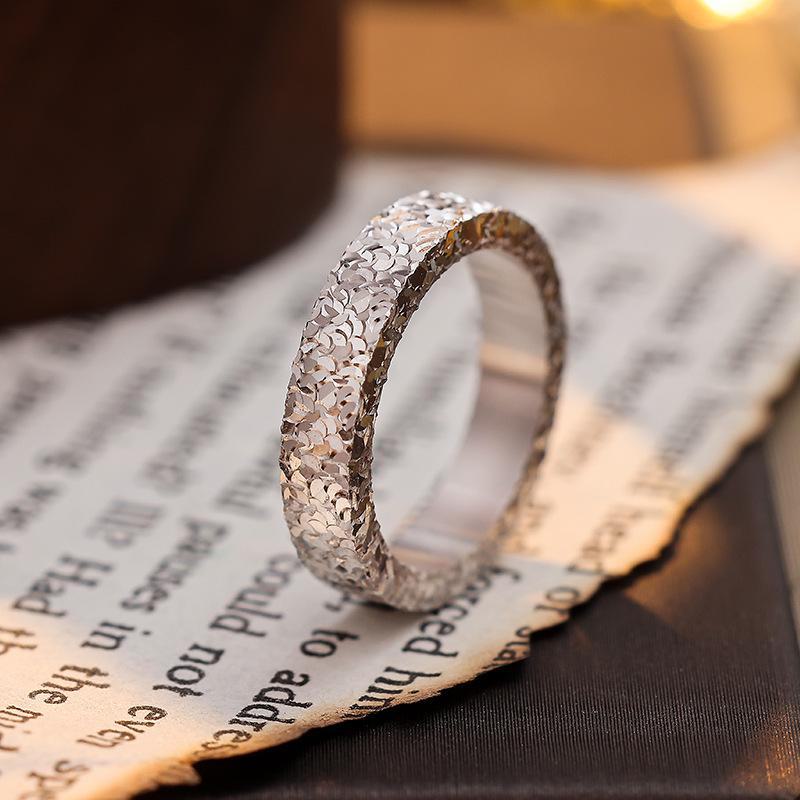 Banyan Tree S925 Silver Crushed Ice Couple Ring - Light Luxury 