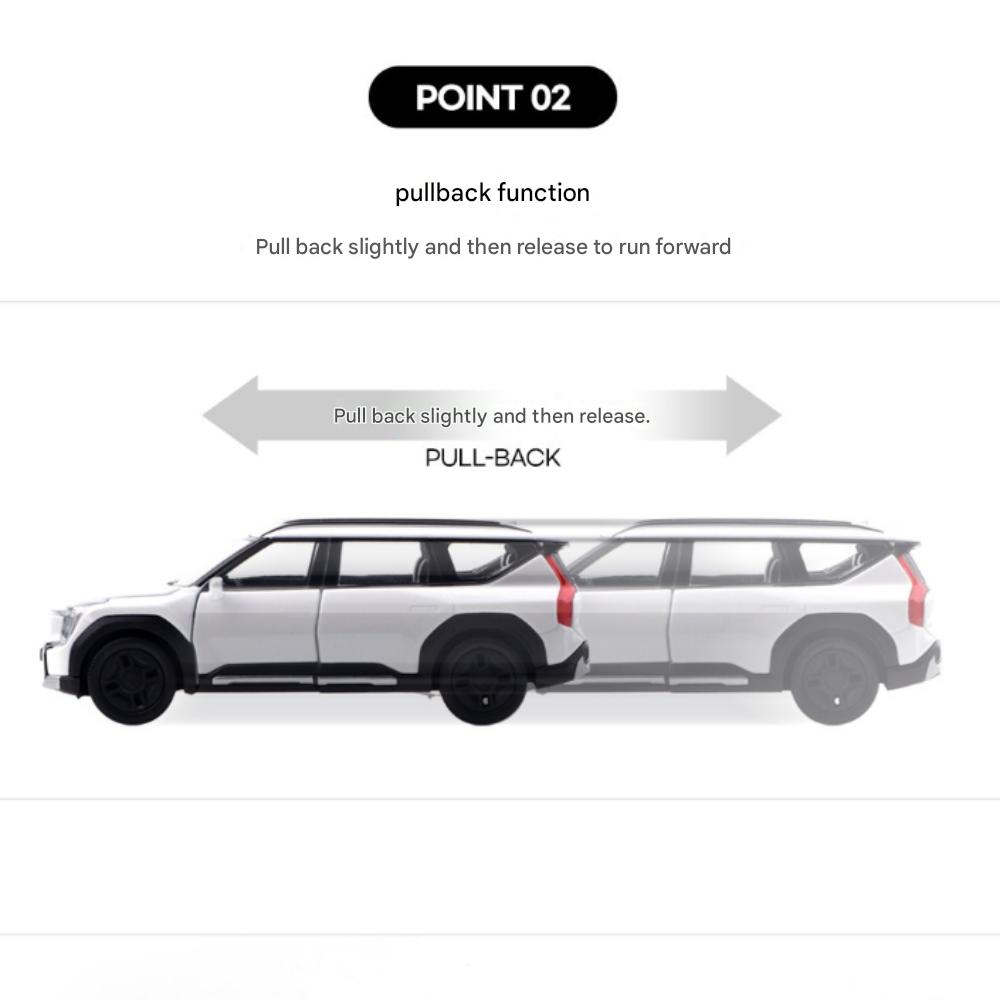 Bine 1:38 Kia EV9 Fullback, Albastru/Alb Metalic turnat sub presiune, MiniMașinuță
