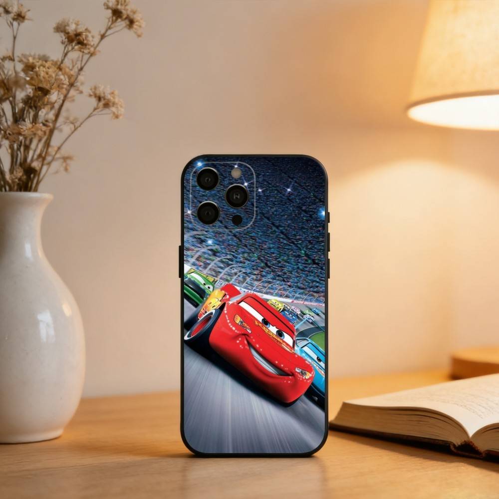 Flash M-McQueen Red-95 Cars Phone Case For iPhone 17,16,15,14,13,12,11 Plus,Pro Max,XS,Soft Silicone Black Cover