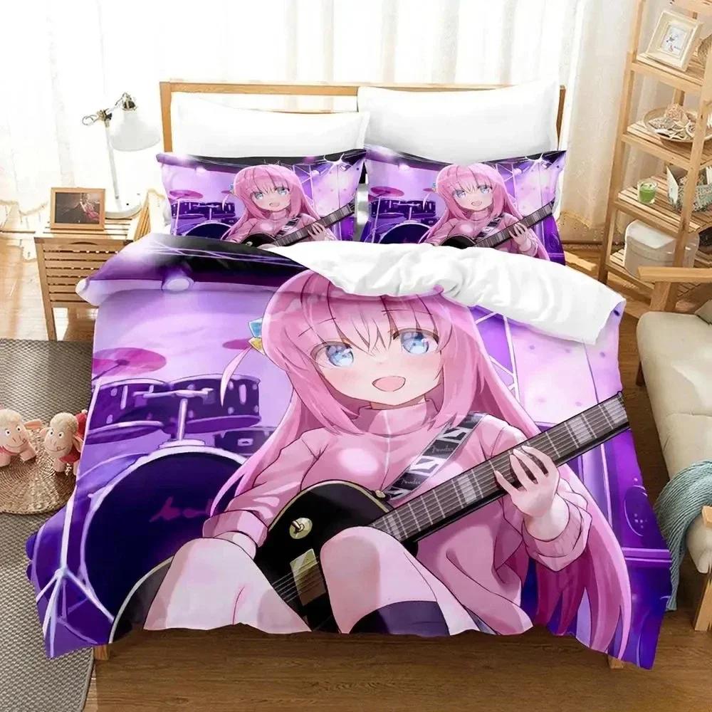 3D Anime New Gotou Hitori Printed Bed Set Duvet Cover Pillowcase Bedding Set Bed Linen Sheet Quilt Cover Full Queen King Size