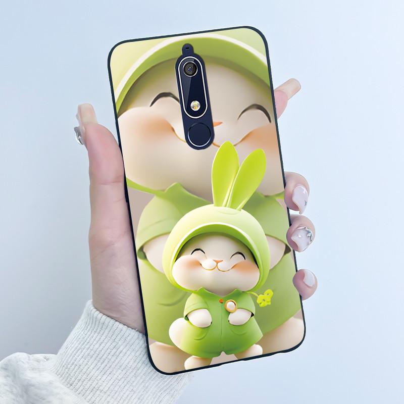 Etui Na Nokia 5.1 6.1 Estetyczne Luksusowe Urocze Fajne Chłopcy Dziewczyny Miękki silikon Etui na Telefon Tylna Pokrywa Czarna Matowa Ochronna Obudowa