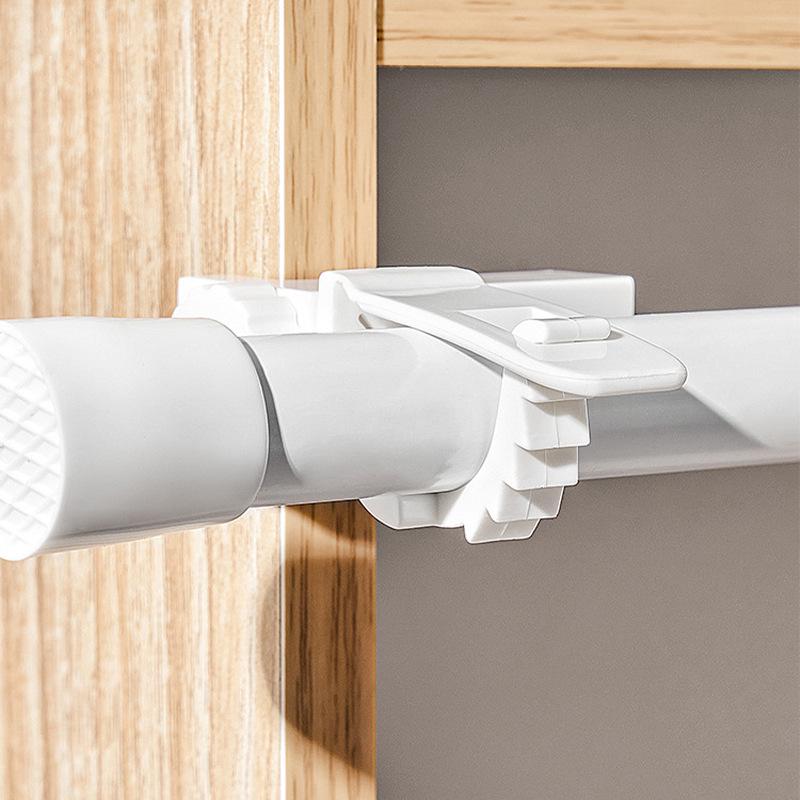 Japanese Style No-Drill Telescopic Curtain Hanging Rod with Hook and Clip Holder
