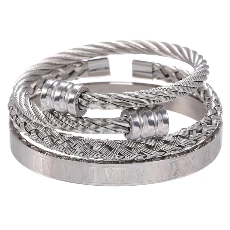 Titanium Steel Geometric Open Cuff Bracelet For Men And Women Trendy Jewelry Gift For Travel