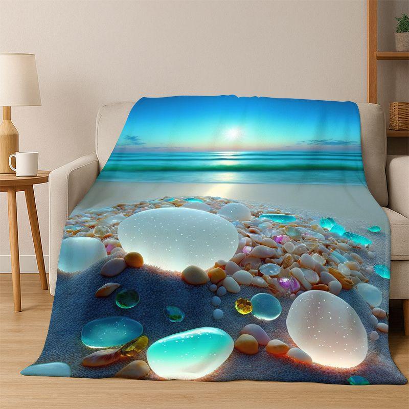 Colorful Pebble Rainbow Cobblestone Stone Flannel Blanket Soft Warm Blanket Throw Blanket for Bedroom Living Room Bed Picnic