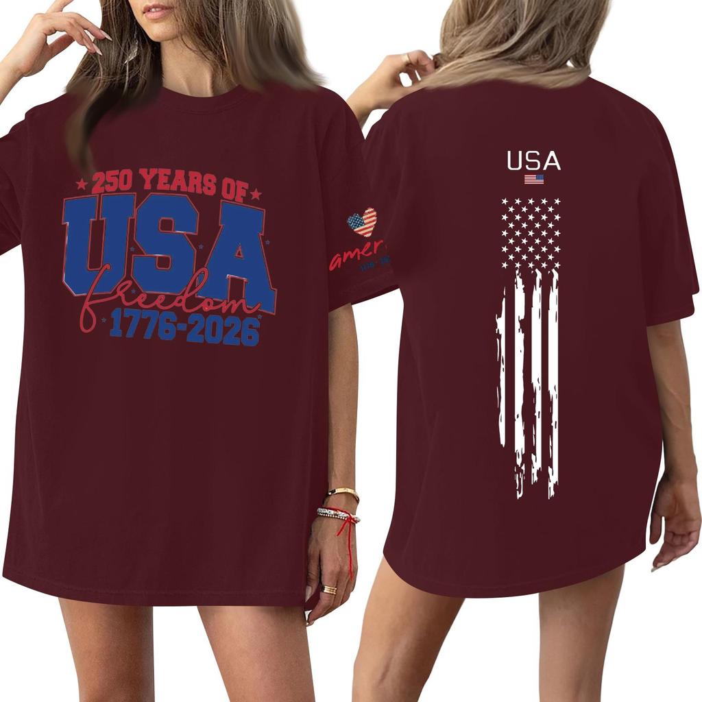 Women's Casual Fashion Round Neck Casual Print Short Sleeve T-Shirt Top