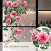 Adesivo per Finestra Fiore Rosa Romantico Foglia Verde Rampicante Visibile su Entrambi i Lati Decorazione in PVC per Vetro Rimovibile