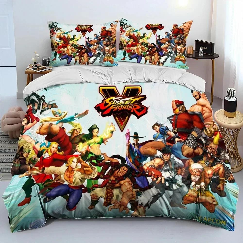 3D Print Street Fighter Retro Game Comfortable Duvet Quilt Cover Pillowcase Bedding Set Children Bedroom Decoration Home Textile