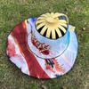 Floral Printed Folding Fan Hat Foldable Bamboo Sunscreen Cap Fan Sun Hats  for Travel