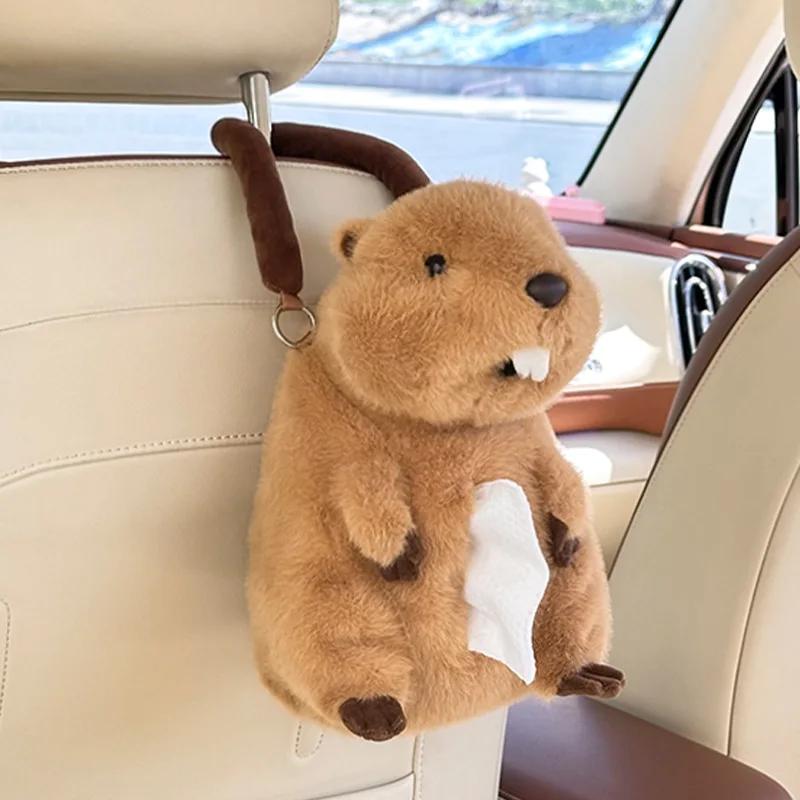 Car Tissue Box Cute Little Elephant Cute Cartoon Doll Tissue Bag Car Hanging Cardboard Box Internet Celebrity Tissue