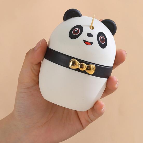 Schattige Panda Tandenstokerhouder Automatische Pop-up Tandenstokerdispenser Cartoon Panda Vorm Tandenstoker Opbergdoos voor Keukentafel Accessoire