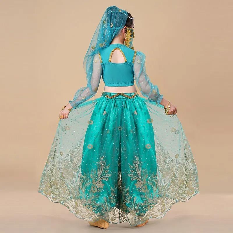 Fille Sari Princesse Danse du Ventre Ensemble de Costume Enfants Fête Indienne Performance Scénique Costume Fantaisie Halloween Danse Bollywood
