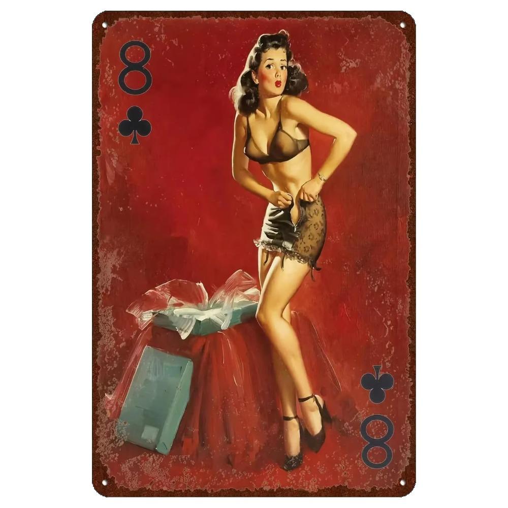Transformez vos intérieurs avec élégance: 1PC Art Mural Métal Vintage Embelli avec des Femmes Sexy, Convient à Tout Bar
