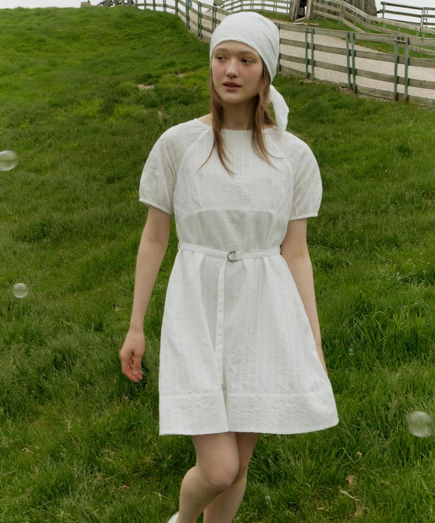 Itove Seoul Boatneck Cotton A-Line Dress White